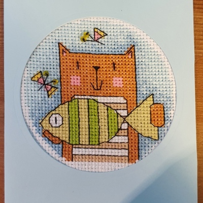 Cat with a Fish Card