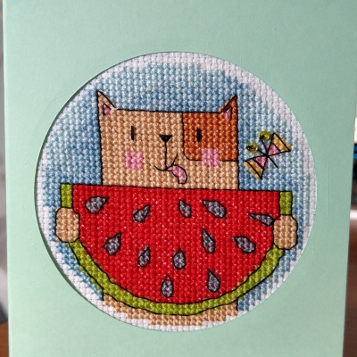 Cat with Watermelon Card